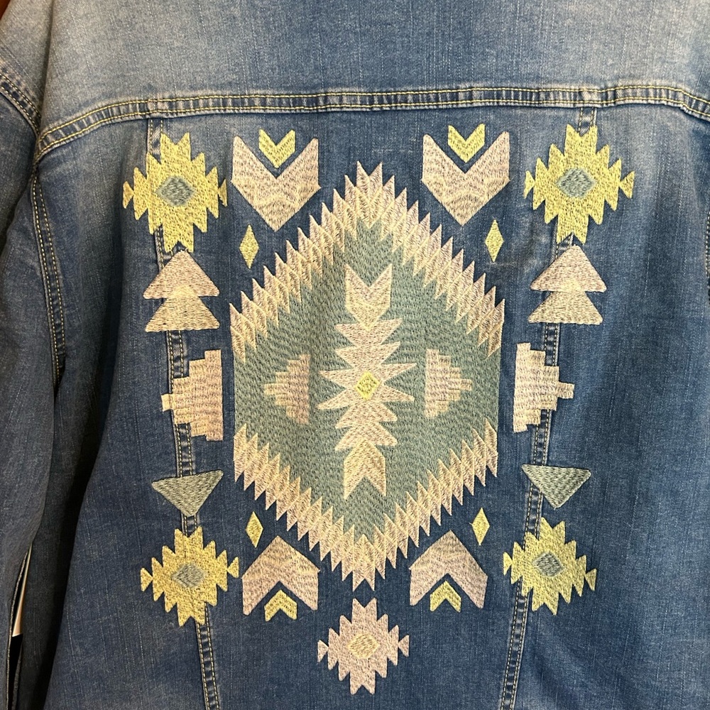 NWT Lularoe Jaxon Southwestern Denim Jacket Size 3X - Picture 5 of 11